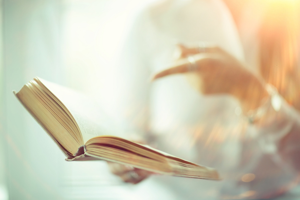 Young Adult Girl with Book Learning, Reading, Business
